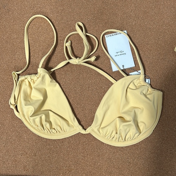 NWT - WeWoreWhat | Ruched Bikini Top and bottom solid sand size L - Picture 10 of 16